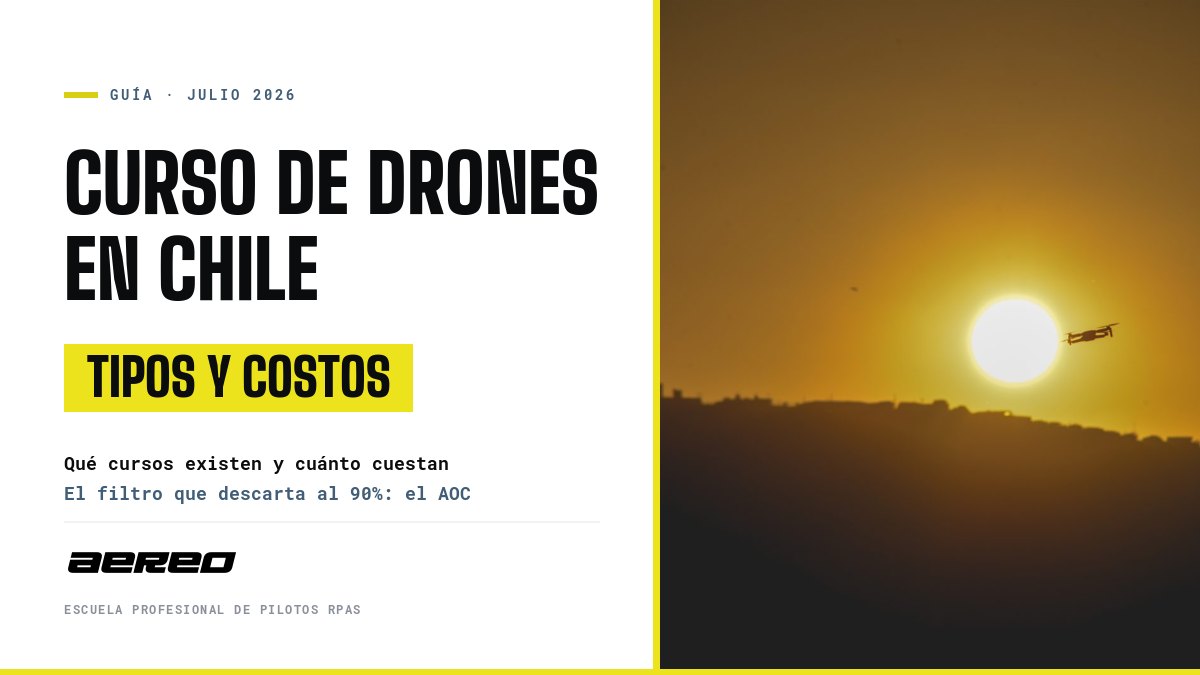 Piloto operando un dron durante un curso certificado en Chile