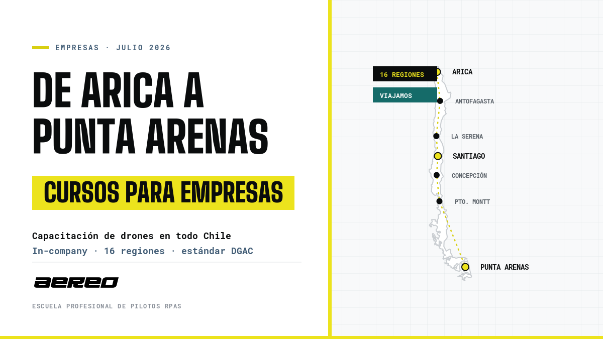 AÉREO lleva sus cursos de drones para empresas a todo Chile, de Arica a Punta Arenas