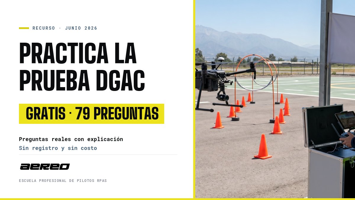 Piloto operando un dron en cancha de práctica para la prueba DGAC