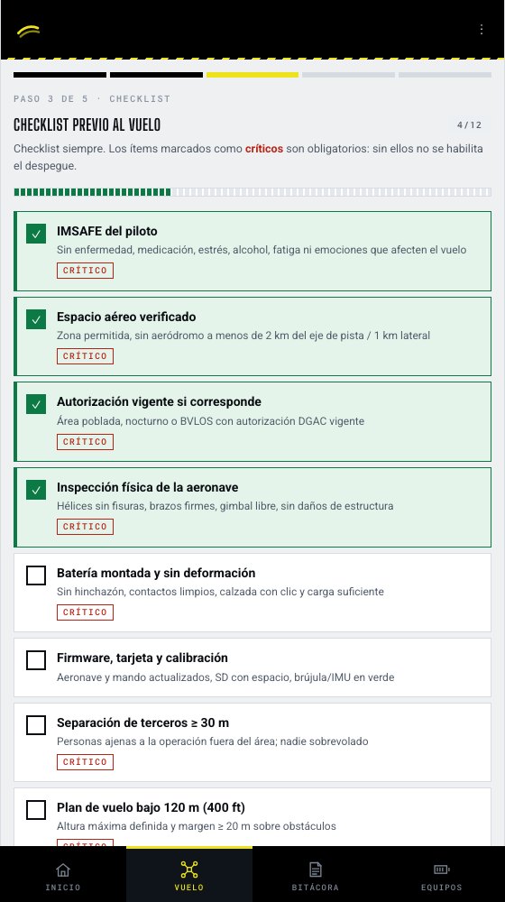 AÉREO Flota · paso 3: Checklist